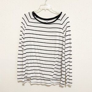 Old Navy White and Black Striped Long Sleeve Top
